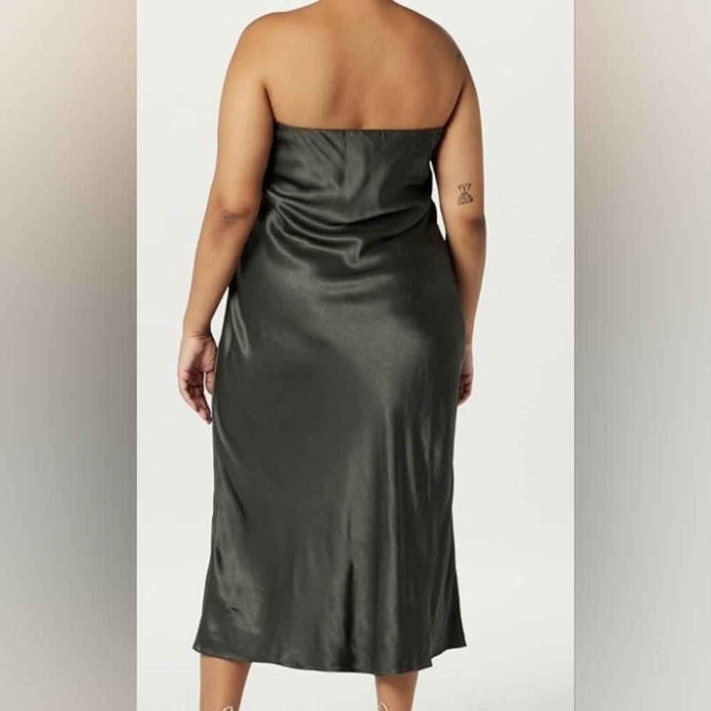 Nwt Silky Soft Elegant Grey Strapless Dress In Liquid Grey - Picture 4 of 6
